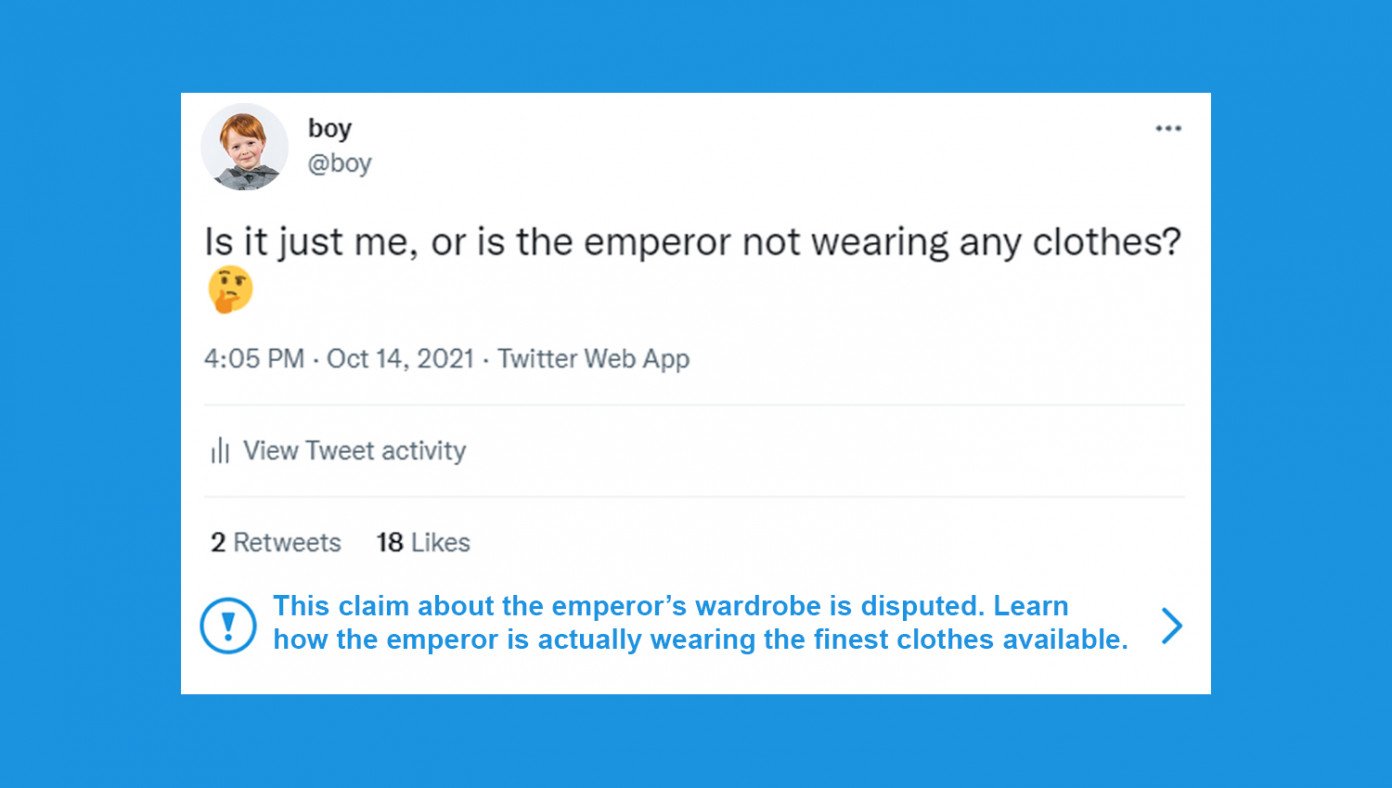 Boy Who Pointed Out The Emperor Has No Clothes Banned For Misinformation.jpg